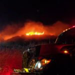 Santa Ana winds fuel brush fire in Jurupa Valley, challenge crews fighting Franklin fire